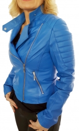 Jacheta din piele naturala TF30-Blue - poza 2